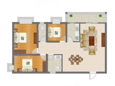3室2厅 85.40平米
