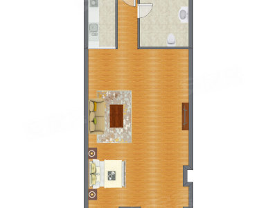 1室0厅 70.93平米户型图