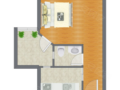 1室0厅 65.00平米户型图