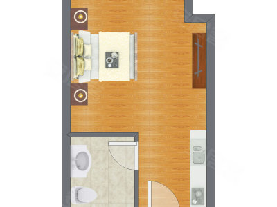 1室0厅 22.33平米户型图