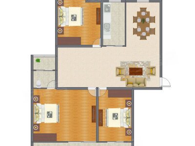 3室2厅 151.16平米户型图