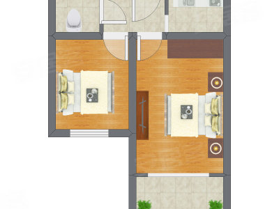 2室0厅 51.38平米户型图