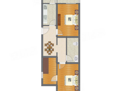 2室1厅 83.85平米