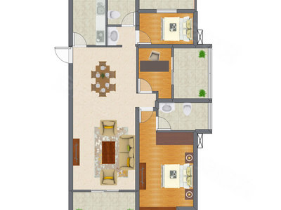 3室2厅 119.50平米