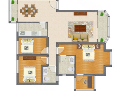 3室2厅 108.39平米