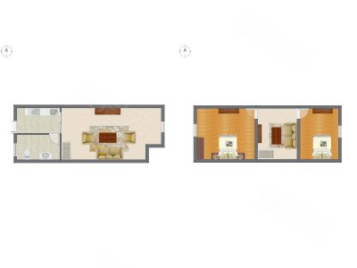2室2厅 40.59平米户型图