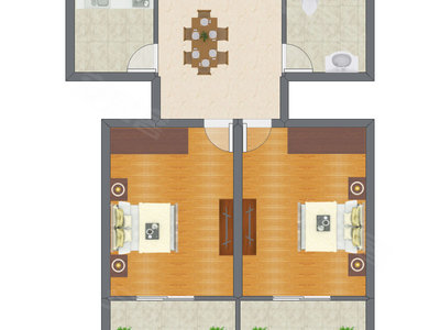 2室1厅 111.30平米户型图
