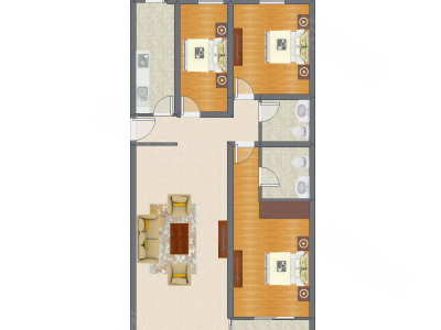 3室1厅 137.32平米户型图