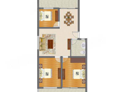 3室2厅 125.74平米户型图