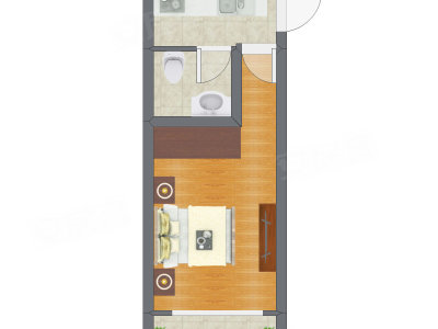 1室0厅 28.49平米户型图