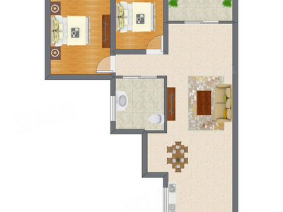 2室2厅 78.36平米户型图