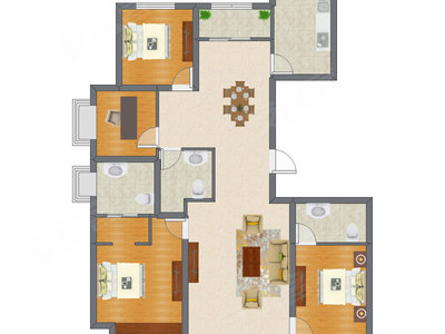 4室2厅 150.00平米户型图