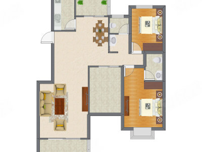 2室2厅 88.88平米