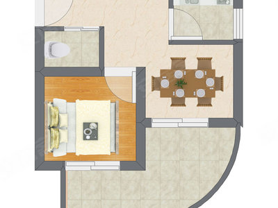 1室1厅 28.00平米户型图