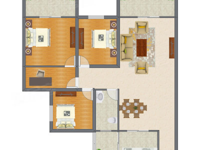 3室2厅 105.00平米