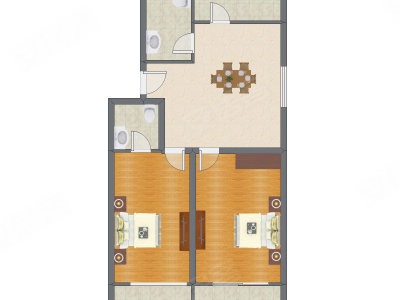 2室1厅 98.00平米