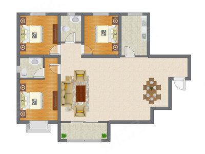 3室2厅 121.89平米