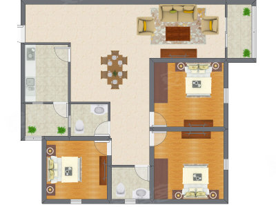 3室2厅 105.57平米