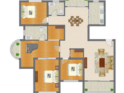 3室2厅 154.00平米户型图