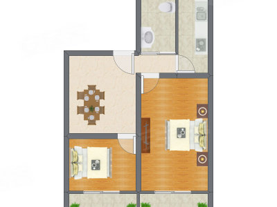 2室1厅 66.70平米