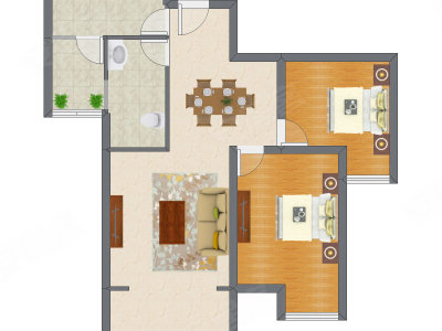 2室2厅 94.04平米户型图