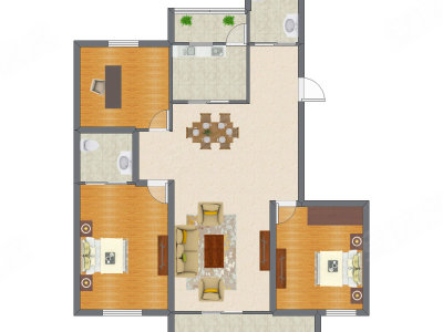 3室1厅 136.51平米