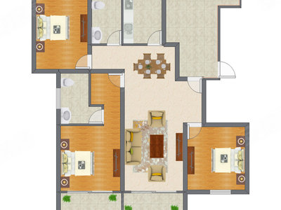 3室2厅 151.25平米户型图