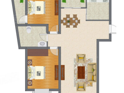2室2厅 75.78平米