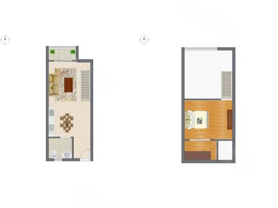 1室1厅 48.35平米户型图