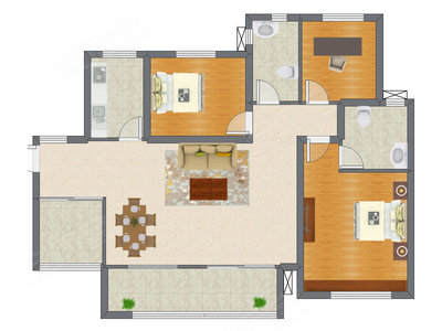 3室2厅 120.20平米户型图