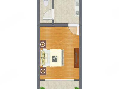 1室0厅 32.72平米户型图