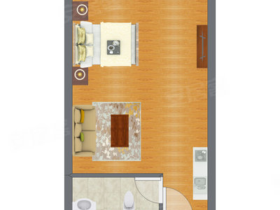 1室0厅 42.25平米户型图