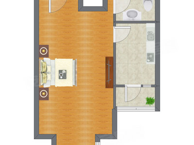 1室0厅 55.03平米户型图