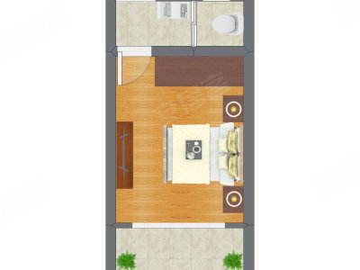 1室0厅 35.85平米户型图