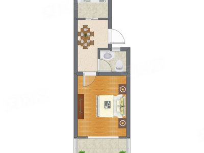 1室1厅 42.65平米户型图