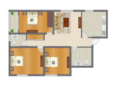 3室1厅 146.43平米户型图