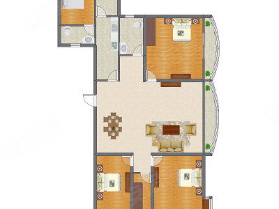 4室2厅 155.93平米户型图