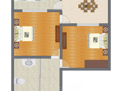2室1厅 65.19平米