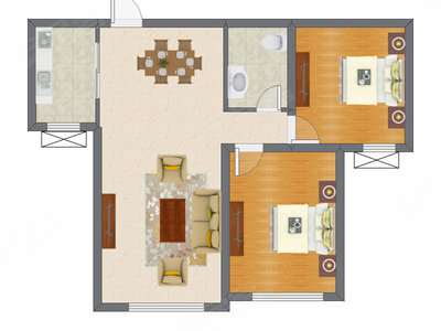 2室2厅 94.83平米户型图