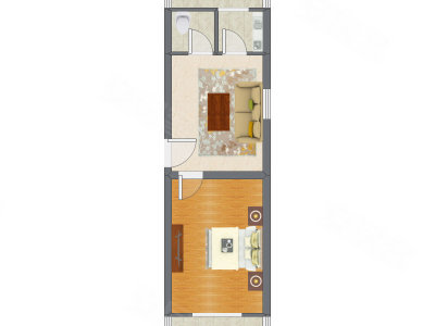 1室1厅 44.10平米户型图