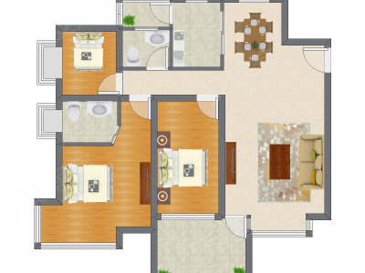3室2厅 117.60平米户型图