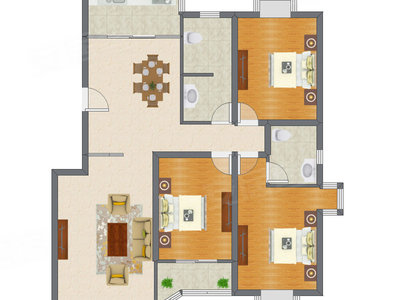 3室2厅 151.20平米户型图
