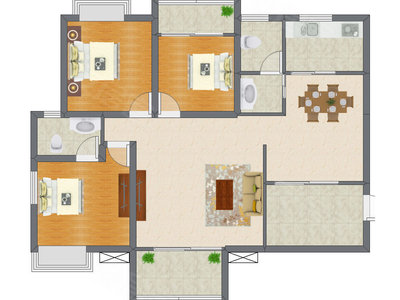 3室2厅 92.50平米
