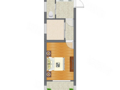 1室1厅 41.65平米户型图
