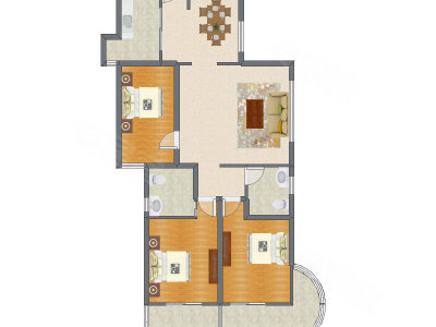 3室2厅 143.30平米户型图