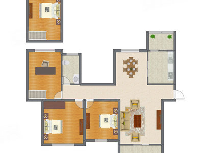 3室2厅 150.57平米户型图