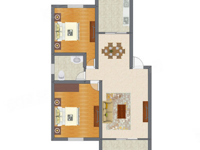 2室2厅 93.75平米户型图