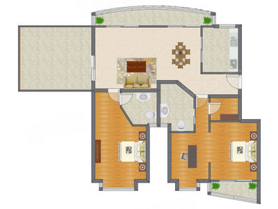 2室2厅 168.54平米户型图