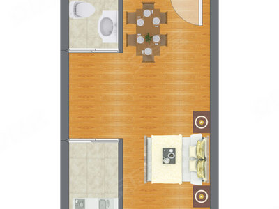 1室0厅 42.60平米户型图