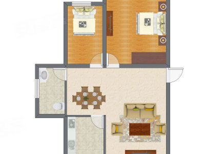 2室2厅 63.55平米